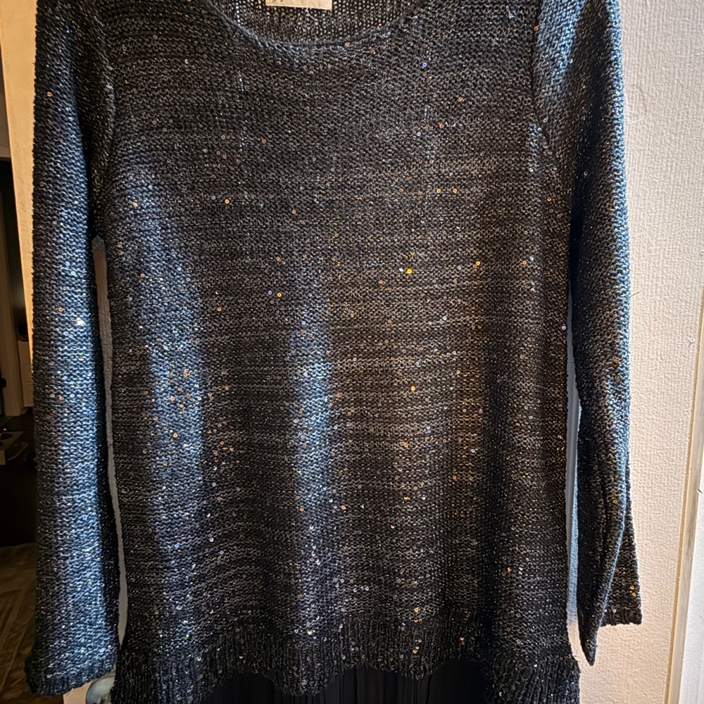 Jaclyn Smith Black Sweater with Sheer Hem - Picture 3 of 9